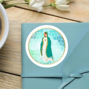 Circle Vinyl Sticker, Our Lady of Guadalupe, Catholic Vinyl Sticker