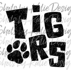 Distressed Tigers PNG, Tigers SVG, Digital Tigers Design, Tigers Letters, Sublimation Design, Instant Download