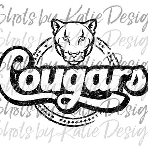 Distressed Cougars PNG, Cougars Vector, Digital Cougars Design, Cougars, Sublimation Design, INSTANT DOWNLOAD