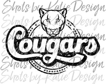Distressed Cougars PNG, Cougars Vector, Digital Cougars Design, Cougars, Sublimation Design, INSTANT DOWNLOAD