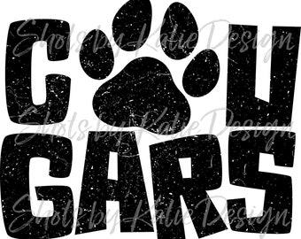 Distressed Cougars PNG, Cougars Vector, Digital Cougars Design, Cougars Letters, Sublimation Design, INSTANT DOWNLOAD