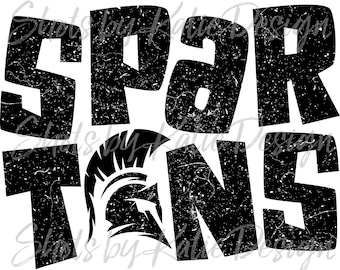 Espartanos angustiados PNG, Vector espartanos, Diseño espartanos digitales, Letras espartanas, Diseño de sublimación, DESCARGA INSTANTÁNEA