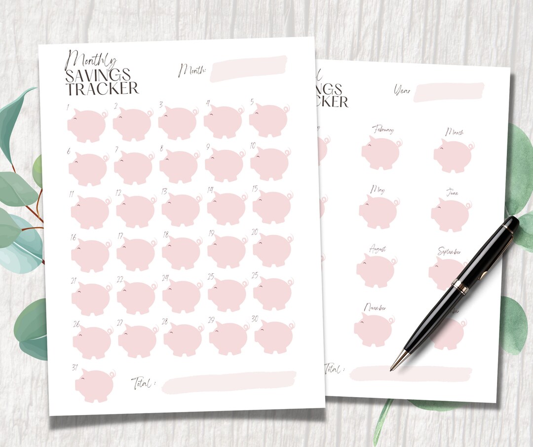 Savings Tracker PRINTABLE | Monthly PDF Savings Planner | Minimalist Money Tracker | Savings ...