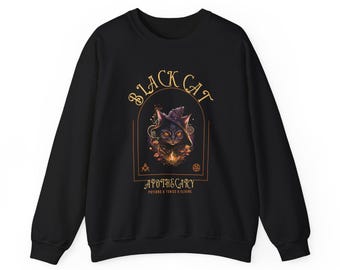 Black Cat Apothecary Sweatshirt, Halloween Spooky Season Shirt