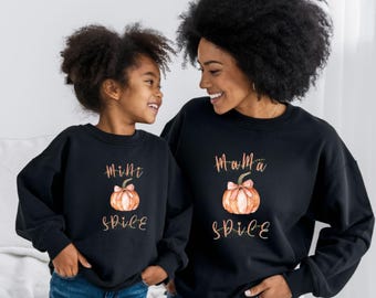 Mama and Mini Spice Pumpkin Matching Sweatshirts, Thanksgiving Holiday Sets