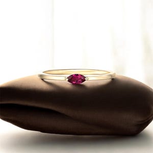 Gold Pink Tourmaline Ring | Dainty Birthstone Ring | Minimalist Gemstone Jewelry | Handmade Ring for Women Antique Ruby Ring Gift For Her.