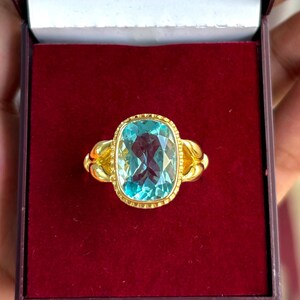 Lab Aquamarine Ring: 925 Sterling Silver, Cushion Cut Gemstone