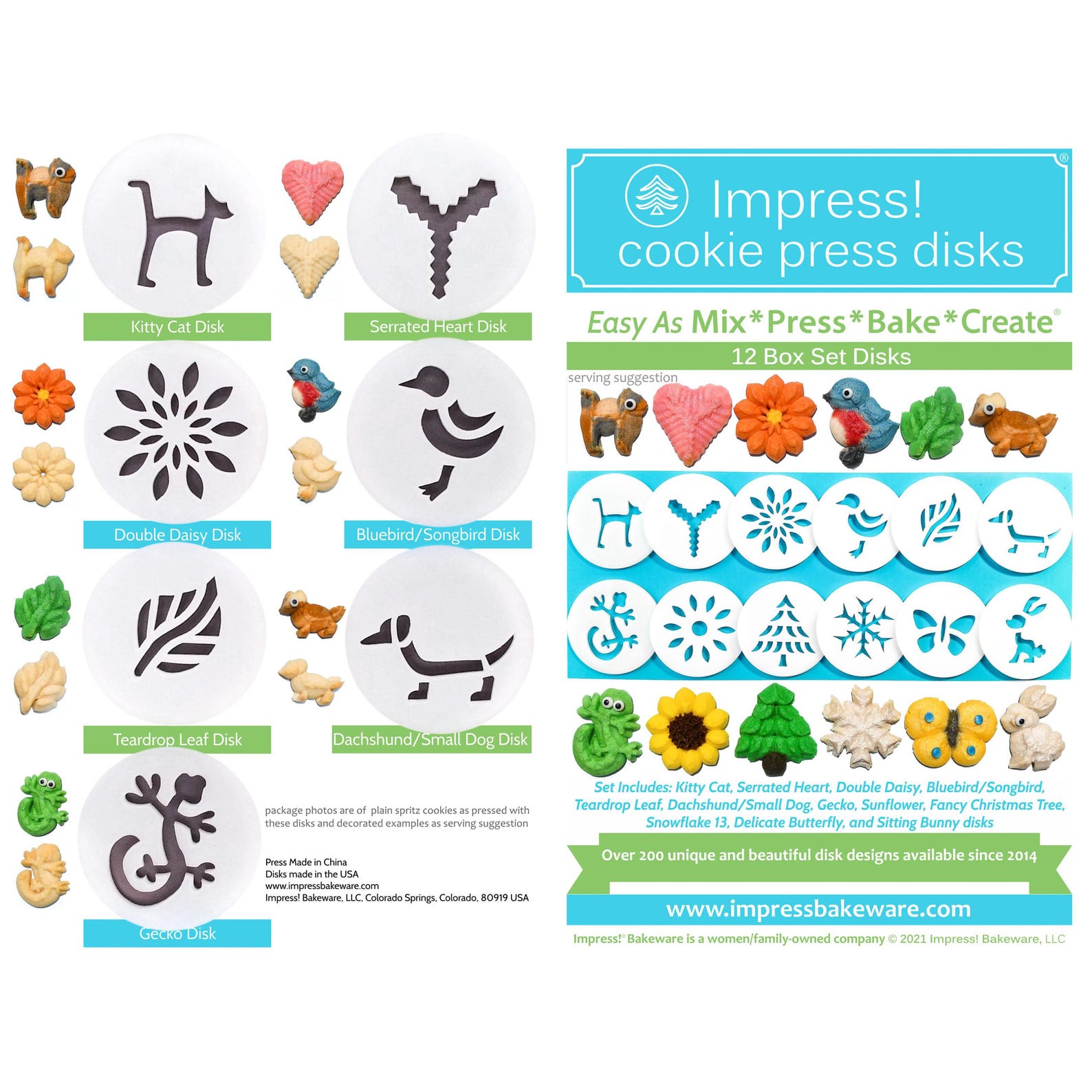 12 Disk Shapes from our Cookie Press Box Disks Only  Cookie Press NOT Included