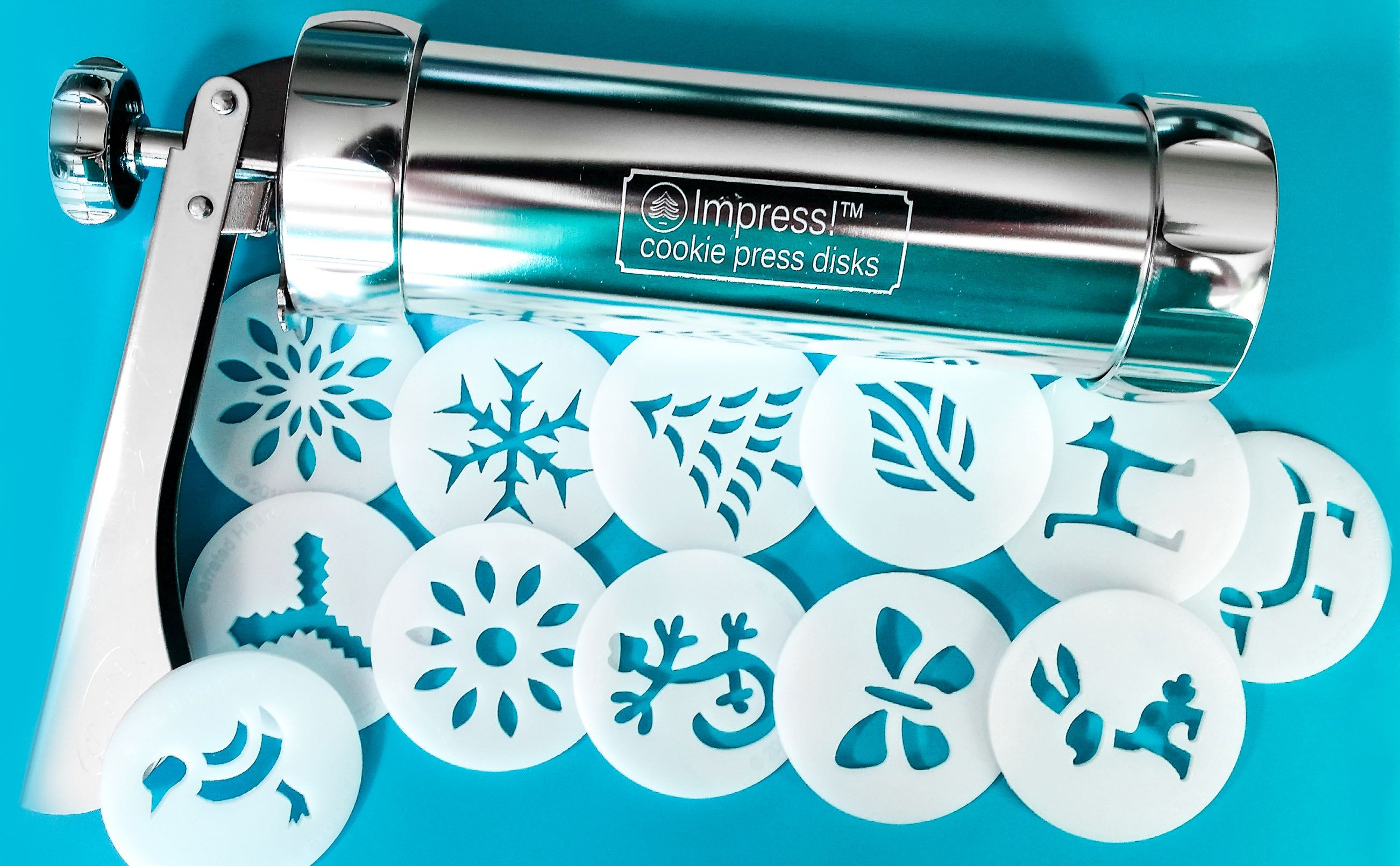 Impress! Cookie Press Disks Christmas Embossed Rolling Pin