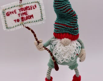 Crochet Gnome, Tiny Handmade Toy, Miniature Decoration, Amigurumi Collection, Art doll