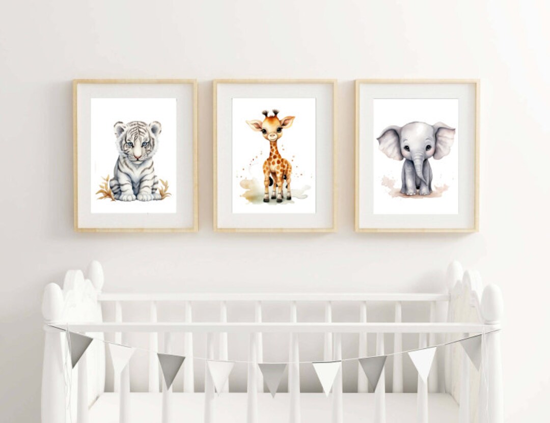 Jungle Nursery Safari Animal Prints Childs Room Set of 3 Multiple Sizes ...