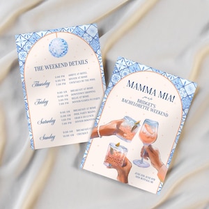 Invitation de mariage de maman Mia | Modèle modifiable | Miel, invitation de fête de miel | Modèle d&#39;itinéraire pour le week-end de la reine dansante | Abba inviter