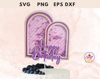 Happy Birthday arch shaker cake topper SVG file for Cricut machine Silhouette Die cut machine