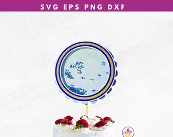 Scalloped round cake topper shaker svg | Cake Topper |  Shaker Layer Strip Svg | Cricut Maker Svg | Birthday Topper Svg | Shaker Topper