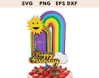Rainbow Cake Topper Svg | Shaker Svg | svg Files For Cricut Or Studio -Silhouette | Cricut Maker Svg | Instant Download