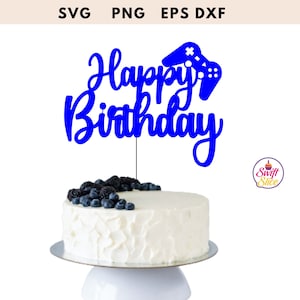Joyeux anniversaire contrôleur de jeu pour gâteau SVG - téléchargement numérique pour les joueurs - parfait pour les fêtes d'anniversaire - Cricut - Silhouette