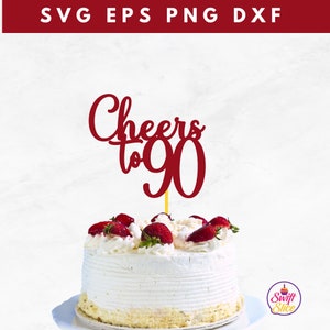 90歳のお祝いケーキトッパー SVG | 90歳の古い数字 SVG | 誕生日 SVG | 90歳の誕生日シャツ | 90歳に一歩踏み出す SVG | 90歳の女性 SVG