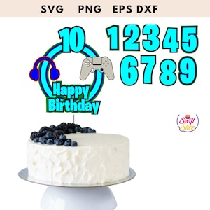 Gamer Cake Topper | Controller Spiel Cake Toppers | Alles Gute zum Geburtstag | Videospiel Cake Topper | Playstation Cake Toppers | Cricut Cut File