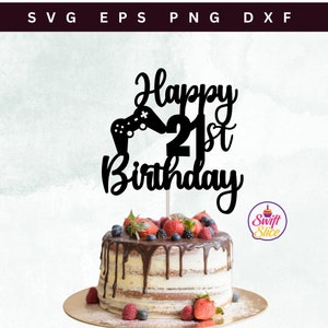 Happy 21st Birthday Cake Topper SVG | Game Controller Cake Topper SVG | Gamer Geburtstag | 21. Geburtstag | Vorlage zum sofortigen Download