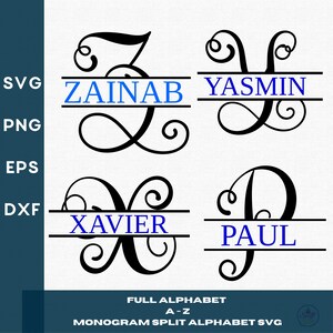 Split Monogram Alphabet SVG Bundle - 26 Digital Files for Personalized Crafts