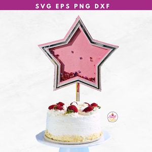 Adorno de pastel de coctelera en forma de estrella / Adorno de pastel / Tira de capa de coctelera Svg / Cricut Maker Svg / Adorno de cumpleaños Svg / Adorno de coctelera