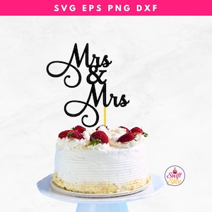 Mrs und Mrs Hochzeitstorte Topper SVG Hochzeitstorte Topper SVG | Hochzeitstorte Topper | 3D Kuchen Topper Datei | Gay-Hochzeits-Topper