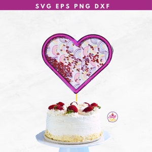Haut de forme shaker coeur SVG | Haut de forme de gâteau | Fichier numérique | Joyeux anniversaire en couches Svg ** (la bande est incluse) ** Cricut et Studio | Couper des fichiers
