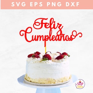 Décoration de gâteau Feliz Cumpleaños | Gâteau d'anniversaire espagnol | Topper de gâteau de nom personnalisé | Gâteau personnalisé | Bon anniversaire