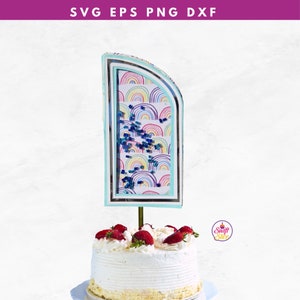 Half arch shaker topper svg | Shaker Cake Topper Svg | Happy Birthday Layered Svg | Shaker Layer Strip Svg | Cake Topper Base