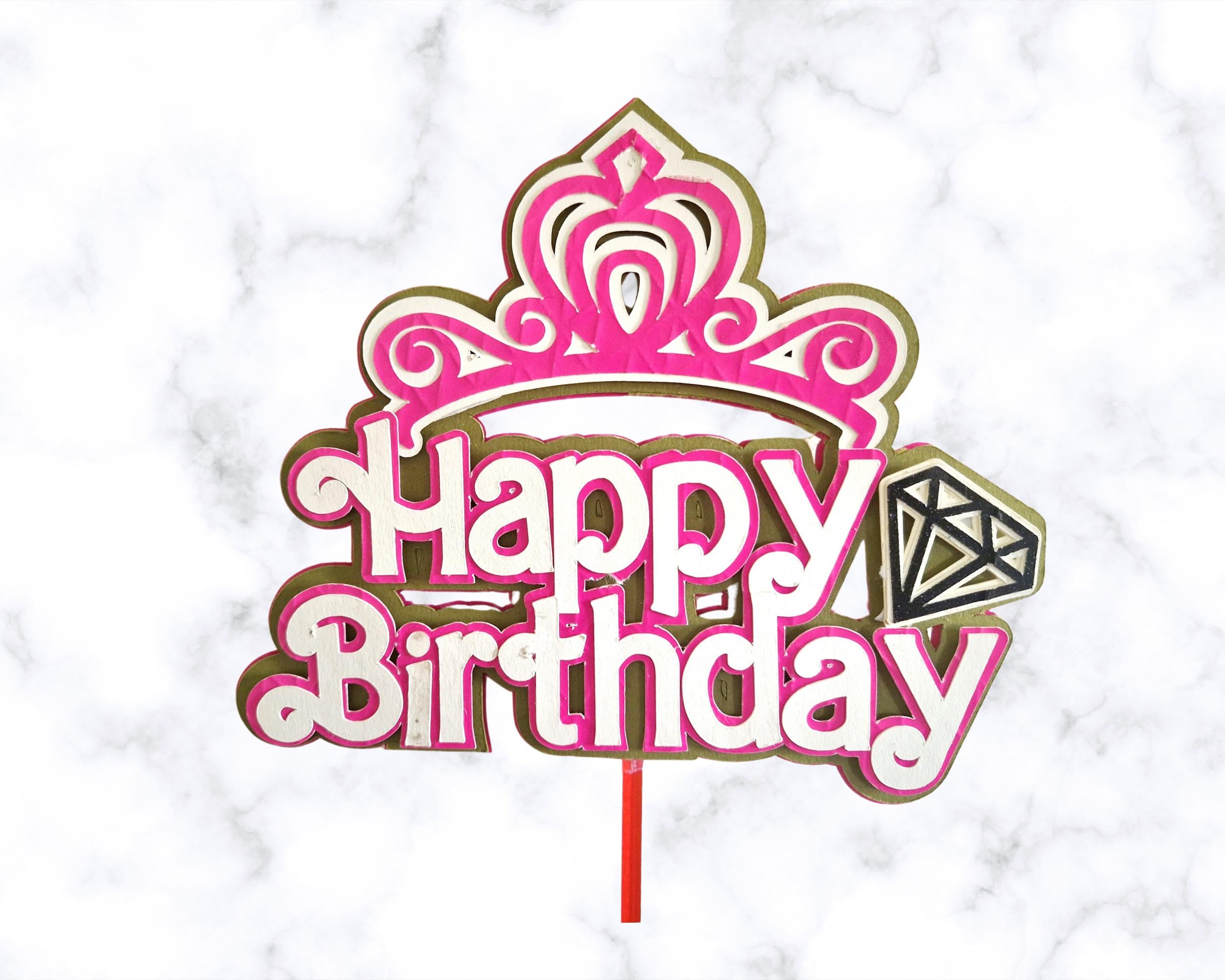 Princess Crown Happy Birthday Cake Topper SVG | Instant Download ...
