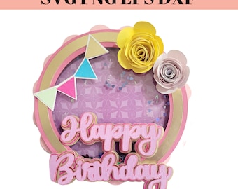 Happy Birthday Shaker Cake Topper SVG, Digital Download for Cricut, 3D Layered Design, Perfect for Celebrations