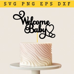 Baby Shower Cake Topper | New Baby Cake Topper | Willkommen Baby-Kuchendeckel | Babymitteilung | Kuchen Dekor | Rosa und Goldbabyparty