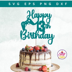 Happy 13th Birthday Cake Topper SVG | Game Controller Cake Topper SVG | Gamer Geburtstag | 13. Geburtstag | Vorlage zum sofortigen Download