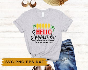Hello Summer Svg | Summer Saying Svg | Digital Download | Vacation Svg | Files For Cricut | Svg Files | Front Door Sign Svg | Beach Svg