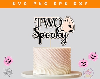 Due topper per torta spettrale svg - Topper per torta di Halloween SVG - Decorazione per dolcetto o scherzetto - Topper per Halloween unico - Download immediato