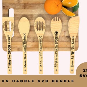 Spoon Handle SVG - Funny Kitchen Quotes - Wooden Spoon Bundle - Kitchen Decor SVG