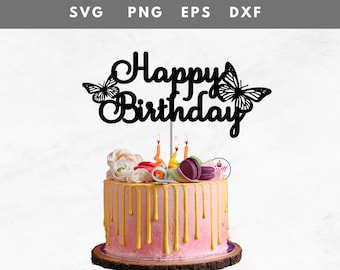 Butterfly Svg Cake Topper | Happy Birthday cake topper svg | Layered Butterfly Bundle Cricut Svg Files| Digital Download | Cricut SVG
