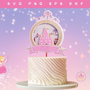 Château de princesse de gâteau SVG - Shaker 3D Design - décoration d'anniversaire conte de fées - téléchargement numérique