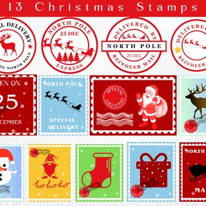 Festliches Weihnachtsbriefmarken-Set für Nordpolpost - Printable PNG Files