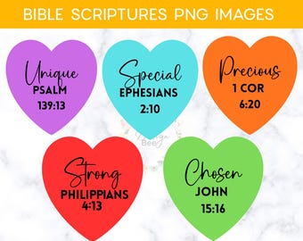 Bible Scripture Heart PNG Bundle | Christian Inspirational Quotes | Faith SVG Sublimation | Digital Download