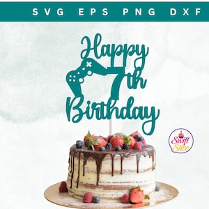 Celebrate a Happy 7th Birthday with our Gaming Cake Topper SVG - Instant Download for Cricut or Silhouette machine