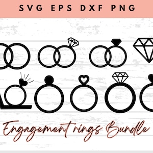 永遠の愛: 結婚指輪と婚約指輪のバンドル SVG 即時ダウンロード