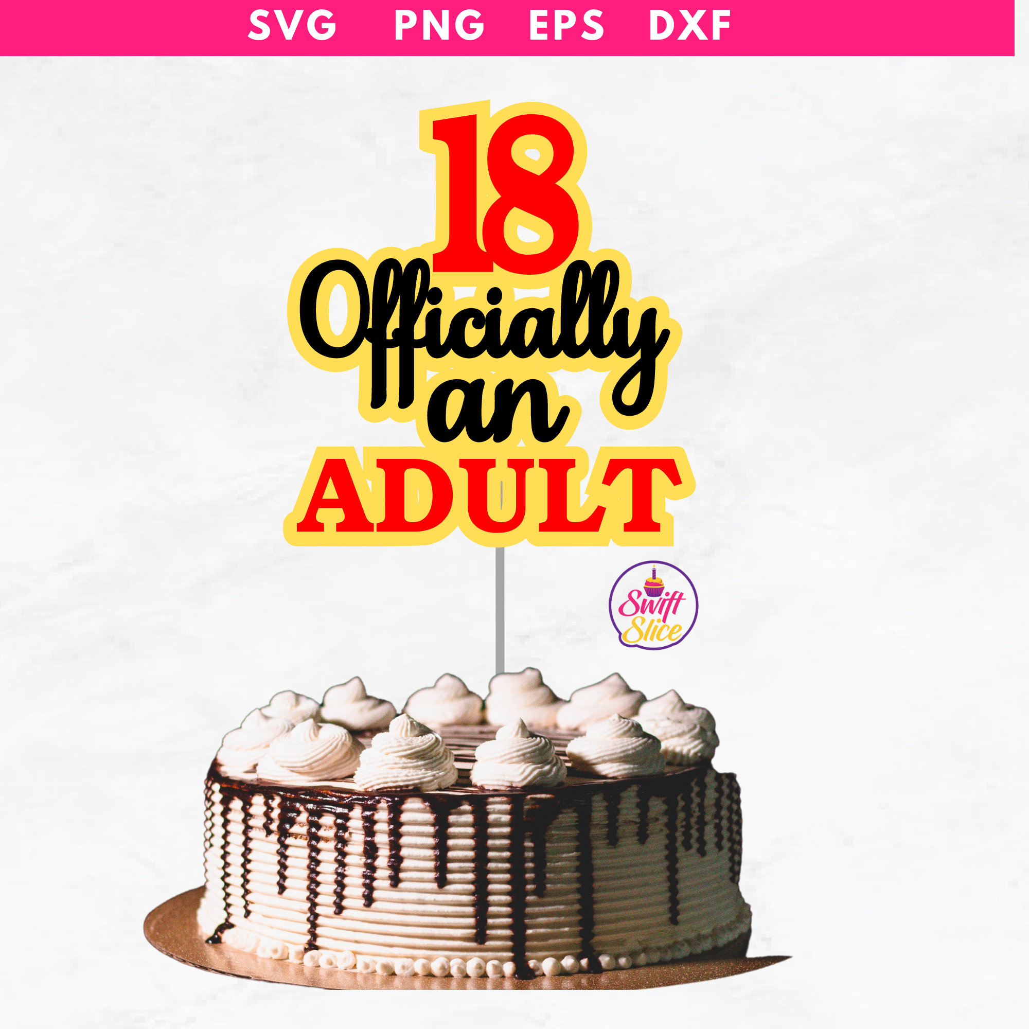 Happy 18th Birthday Cake Topper Svg | Eighteen Cake Topper Svg | Happy ...