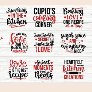 バレンタイン ポットホルダー SVG バンドル | Baking & Chef Designs (デジタルダウンロード)