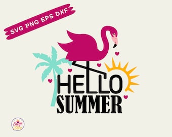 Hello Summer Flamingo SVG | Commercial Use | Bird Clipart | Summer Svg | Flamingo Clip Art | Flamingo Sunglasses Svg | Flamingo Silhouette