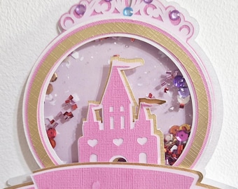 プリンセスキャッスルシェイカーケーキトッパーSVG | Cricutプリンセスバースデーカットファイル | レイヤードキャッスルトッパー