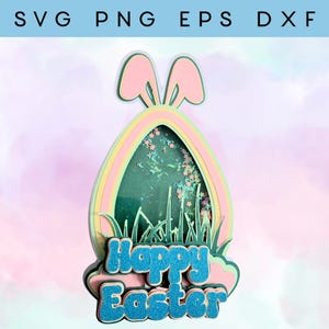 Joyeuses Pâques Shaker de gâteau, lapin mignon SVG, décoration de Pâques 3D, décoration de gâteau de printemps, fournitures pour travaux manuels