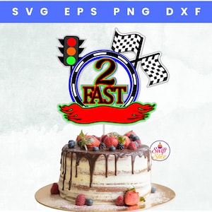 Layered 2 fast cake topper SVG for 2nd Birthday | Cars Svg | Racing Flag Svg | Cars Png Clipart Instant download | Cricut SVG