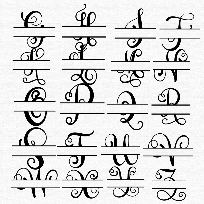 Split Monogram Design Split Monogram Alphabet SVG Bundle 26 Digital Files for - Etsy