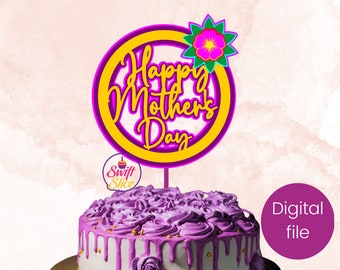 Glücklicher Muttertag SVG | Muttertag Kuchen Topper SVG | Kuchen Topper SVG | Mama Cake Topper für die Stanzmaschine, Cricut, Instant Download